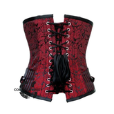 Red And Black Brocade Gothic Waist Training Underbust Corset